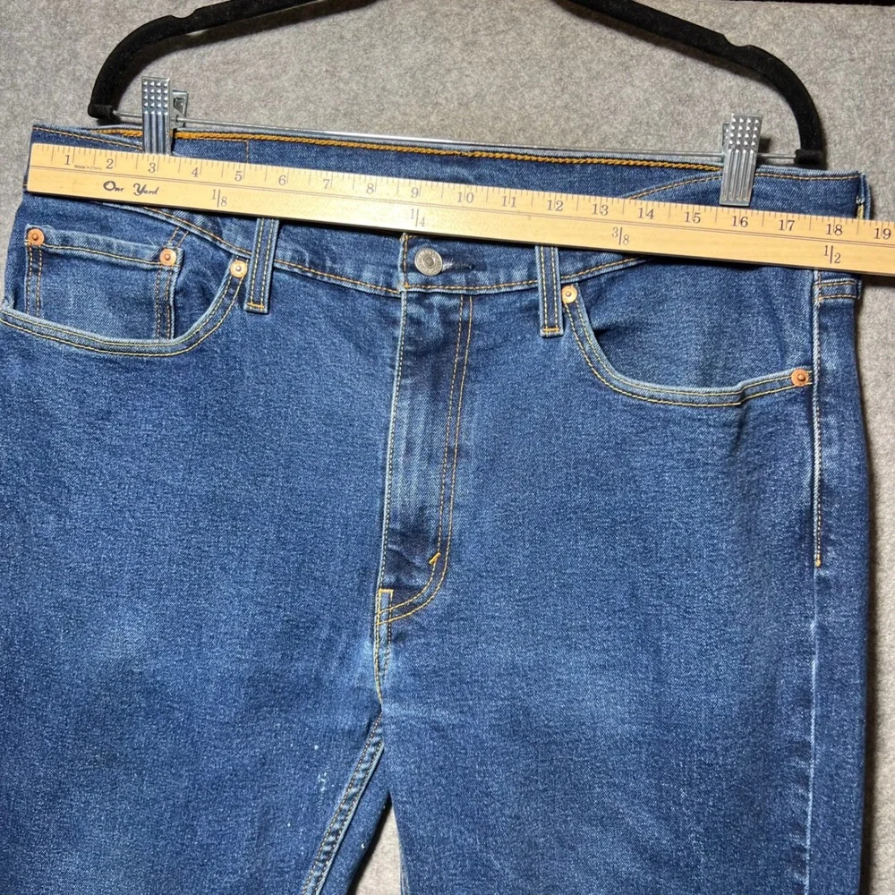 Levis 514 Straight Fit Mens Jeans Blue Denim 36x32 Distressed Stretch